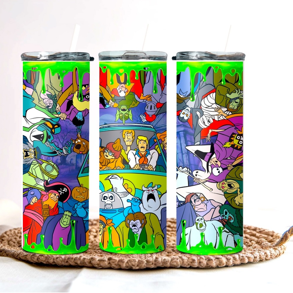 Scooby doo inspired 20 oz. stainless steel tumbler with lid and straw